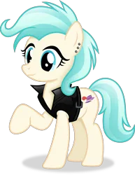 Size: 3183x4120 | Tagged: safe, artist:anime-equestria, derpibooru import, coco pommel, earth pony, pony, alternate hairstyle, clothes, female, image, jacket, mare, piercing, png, punk, simple background, smiling, solo, transparent background, vector