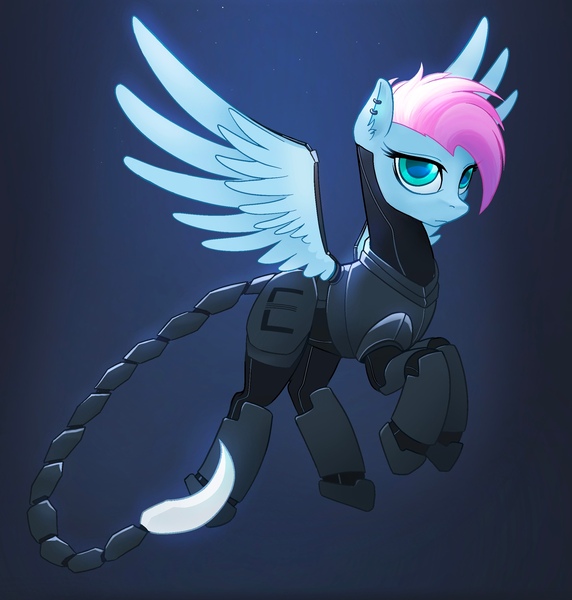 Size: 2246x2358 | Tagged: safe, artist:draw3, derpibooru import, oc, oc:skyline, unofficial characters only, pegasus, pony, fallout equestria, armor, clothes, enclave, enclave armor, female, grand pegasus enclave, image, jpeg, mare, power armor, solo, weapon, wings