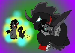 Size: 1414x1000 | Tagged: safe, artist:zetikoopa, derpibooru import, king sombra, pony of shadows, pony, brothers, crying, duo, duo male, headcanon, hug, image, male, png, siblings