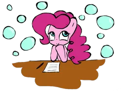 Size: 1024x768 | Tagged: safe, artist:toridesori, derpibooru import, pinkie pie, earth pony, pony, :>, bubble, image, old art, paper, png, simple background, solo, transparent background