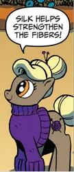 Size: 256x593 | Tagged: safe, derpibooru import, idw, unnamed character, unnamed pony, earth pony, pony, spoiler:comic, spoiler:comicff8, bun, clothes, dexterous hooves, female, image, mare, png, sweater