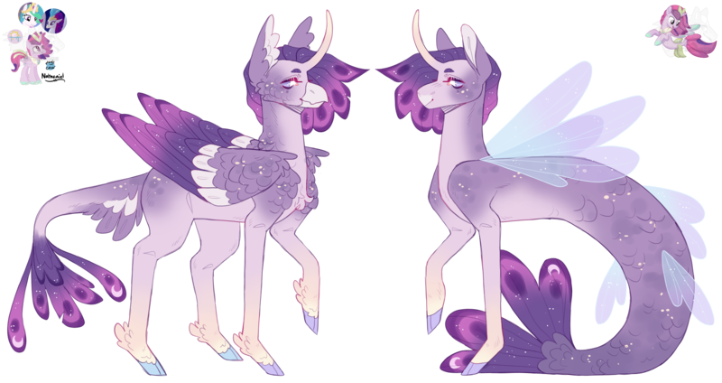 Size: 5103x2704 | Tagged: safe, artist:sleepy-nova, derpibooru import, oc, oc:lunar tides, hippogriff, hybrid, seapony (g4), female, image, interspecies offspring, magical lesbian spawn, offspring, parent:princess celestia, parent:queen novo, parents:novolestia, png, simple background, transparent background