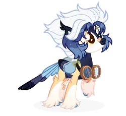 Size: 1920x1767 | Tagged: safe, artist:kabuvee, derpibooru import, oc, pegasus, pony, colored wings, female, goggles, image, mare, multicolored wings, png, simple background, solo, tail, tail feathers, transparent background, wings
