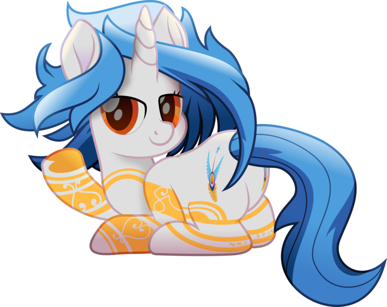 Size: 6553x5192 | Tagged: safe, artist:lincolnbrewsterfan, derpibooru import, oc, oc:henosis, unofficial characters only, original species, pony, unicorn, my little pony: the movie, rainbow roadtrip, .svg available, blue mane, blue tail, both cutie marks, butt, coat markings, commission, female, flourish, flourishes, gold, hoof heart, image, lidded eyes, looking at you, looking back, looking back at you, lying down, mare, movie accurate, orange eyes, plot, png, ponyloaf, presenting, prone, rear view, simple background, smiling, smiling at you, solo, stripes, swirls, swirly markings, tail, tail aside, three quarter view, transparent background, tripartite, tripony, two toned mane, two toned tail, underhoof, united equestria, upside-down hoof heart, vector, written equestrian