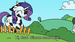 Size: 1920x1080 | Tagged: suggestive, artist:mkogwheel, derpibooru import, button mash, rarity, rumble, cow, cow pony, earth pony, pegasus, pony, unicorn, :3, animated, anime, anime reference, butt, colt, dialogue, eyes closed, female, foal, image, imminent death, implied pedophilia, japanese, log, male, mare, moon runes, plot, pop team epic, raricow, smiling, species swap, stallion, subtitles, the antithology 3.0, tied down, webm