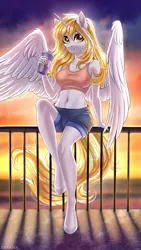 Size: 1700x3022 | Tagged: source needed, safe, artist:hakaina, derpibooru import, anthro, bra, breasts, cleavage, clothes, drink, female, glare, image, jpeg, looking at you, solo, solo female, underwear