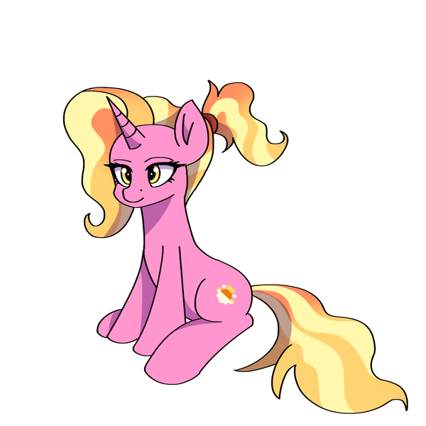 Size: 1800x1800 | Tagged: safe, artist:artevi, derpibooru import, luster dawn, pony, unicorn, atg 2023, cute, image, newbie artist training grounds, png, ponytail, sitting, solo