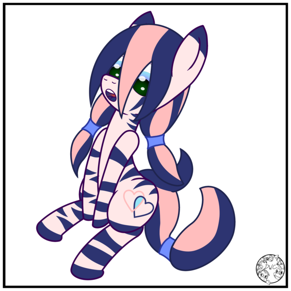 Size: 2000x2000 | Tagged: safe, artist:dice-warwick, derpibooru import, oc, oc:pecan harvester, unofficial characters only, hybrid, original species, pony, zony, female, image, png, simple background, solo, stripes, tail, transparent background, waste pony