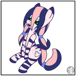 Size: 2000x2000 | Tagged: safe, artist:dice-warwick, derpibooru import, oc, oc:pecan harvester, unofficial characters only, hybrid, original species, pony, zony, female, image, png, simple background, solo, stripes, tail, transparent background, waste pony