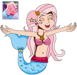 Size: 963x940 | Tagged: safe, artist:ocean lover, derpibooru import, pinkie pie, pinkie pie (g3), human, mermaid, merpony, seapony (g4), g3, arms in the air, belly, belly button, bra, clothes, cute, excited, fins, fish tail, g3.5, g3betes, happy, human coloration, humanized, image, light skin, long hair, mermaid tail, mermaidized, open mouth, open smile, pink hair, png, reference, seaponified, seapony pinkie pie, seashell, seashell bra, seashell necklace, simple background, smiling, species swap, tail, tail fin, underwear, white background