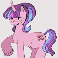 Size: 200x200 | Tagged: safe, artist:ghostbbee, derpibooru import, starlight glimmer, pony, unicorn, equal cutie mark, image, png, raised hoof, s5 starlight, simple background, smiling, solo, unshorn fetlocks