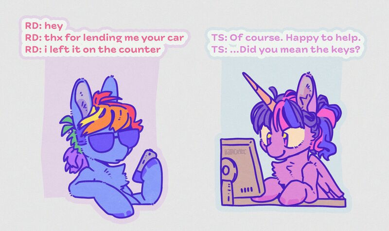 Size: 3599x2138 | Tagged: safe, artist:pastacrylic, derpibooru import, twilight sparkle, twilight sparkle (alicorn), alicorn, pegasus, pony, chat, chest fluff, comic, ear fluff, image, jpeg, sunglasses