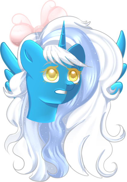 Size: 799x1142 | Tagged: safe, artist:sakimiaji, derpibooru import, oc, oc:fleurbelle, unofficial characters only, alicorn, pony, alicorn oc, bow, bust, cute, female, hair bow, horn, image, mare, png, portrait, simple background, solo, transparent background, wings, yellow eyes