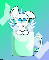 Size: 3072x3687 | Tagged: safe, derpibooru import, alicorn, coffee pony, coffee mug, colors, commission, gradient background, image, mug, one ear down, png, solo, your character here