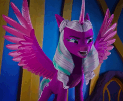 Size: 1312x1078 | Tagged: safe, derpibooru import, edit, edited screencap, screencap, g5, my little pony: make your mark, spoiler:g5, spoiler:my little pony: make your mark, spoiler:my little pony: make your mark chapter 4, spoiler:mymc04e04, animated, cough, coughing, image, maniacal laugh, my little pony: make your mark chapter 4, opaline arcana, solo, sunny side up, webm