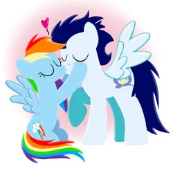 Size: 1400x1400 | Tagged: safe, artist:mlplary6, derpibooru import, rainbow dash, soarin', pegasus, pony, eyes closed, female, heart, image, kiss on the lips, kissing, love, male, mare, png, shipping, sitting, soarindash, stallion, straight