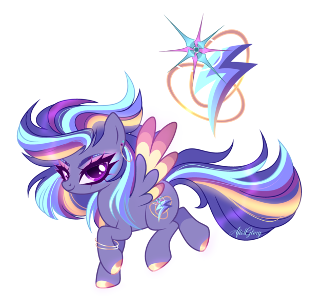 Size: 1920x1834 | Tagged: safe, artist:gloriaartist, derpibooru import, pegasus, pony, colored wings, female, image, magical lesbian spawn, mare, multicolored wings, offspring, parent:rainbow dash, parent:starlight glimmer, parents:glimmerdash, png, simple background, solo, transparent background, wings