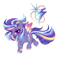 Size: 1920x1834 | Tagged: safe, artist:gloriaartist, derpibooru import, pegasus, pony, colored wings, female, image, magical lesbian spawn, mare, multicolored wings, offspring, parent:rainbow dash, parent:starlight glimmer, parents:glimmerdash, png, simple background, solo, transparent background, wings
