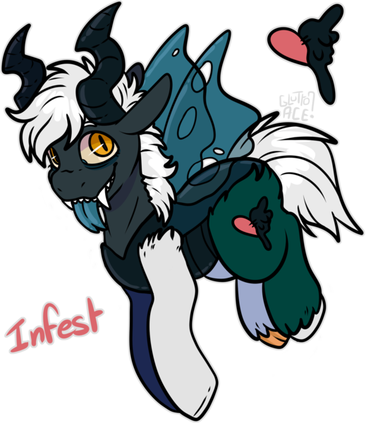 Size: 1481x1712 | Tagged: safe, artist:sexygoatgod, derpibooru import, oc, oc:infest, unofficial characters only, hybrid, pony, adoptable, changeling hybrid, draconequus hybrid, image, male, png, simple background, solo, transparent background