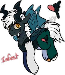 Size: 1481x1712 | Tagged: safe, artist:sexygoatgod, derpibooru import, oc, oc:infest, unofficial characters only, hybrid, pony, adoptable, changeling hybrid, draconequus hybrid, image, male, png, simple background, solo, transparent background