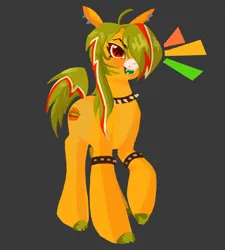 Size: 1842x2048 | Tagged: safe, artist:ombnom, derpibooru import, oc, oc:burger mare, earth pony, pony, choker, ear piercing, image, jpeg, open mouth, piercing, simple background, smiling, solo, spiked choker