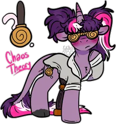 Size: 1640x1756 | Tagged: safe, artist:sexygoatgod, derpibooru import, oc, oc:chaos theory, unofficial characters only, hybrid, pony, unicorn, adoptable, amputee, draconequus hybrid, female, image, png, prosthetic leg, prosthetic limb, prosthetics, simple background, solo, transparent background