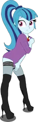 Size: 911x2932 | Tagged: safe, artist:gibsterboy5, derpibooru import, sonata dusk, human, equestria girls, boots, clothes, high heel boots, high heels, image, jewelry, looking at someone, photoshop, png, shirt, shoes, simple background, socks, solo, standing, thigh boots, thigh highs, transparent background