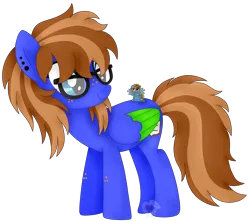 Size: 4604x4076 | Tagged: safe, artist:pure-blue-heart, derpibooru import, oc, oc:bluebook, oc:skittle, unofficial characters only, pegasus, pony, colored wings, ear piercing, earring, female, floppy ears, freckles, glasses, image, jewelry, mare, micro, nonbinary, pegasus oc, piercing, png, tiny, two toned mane, wings
