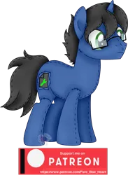 Size: 1801x2467 | Tagged: safe, artist:pure-blue-heart, derpibooru import, oc, oc:digital wrench, pony, unicorn, black mane, glasses, green eyes, horn, image, male, patreon, patreon reward, plushie, png, simple background, stallion, transparent background, unicorn oc