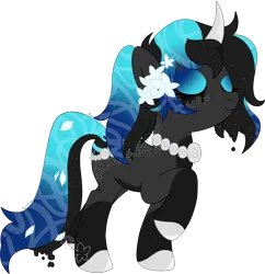 Size: 2708x2799 | Tagged: safe, artist:pure-blue-heart, derpibooru import, oc, unofficial characters only, original species, pond pony, pony, unicorn, closed species, colored hooves, commission, eyes closed, eyeshadow, female, flower, flower in hair, freckles, horn, image, makeup, mare, png, simple background, solo, transparent background, two toned mane, unicorn oc, water