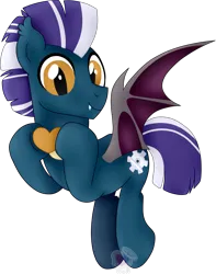 Size: 2235x2839 | Tagged: safe, artist:pure-blue-heart, derpibooru import, oc, oc:heartfang, oc:heartfang midnightsky, unofficial characters only, bat pony, pony, bat pony oc, bat wings, fangs, flying, golden eyes, heart, image, jewelry, male, necklace, png, raffle prize, simple background, stallion, transparent background, two toned mane, wings