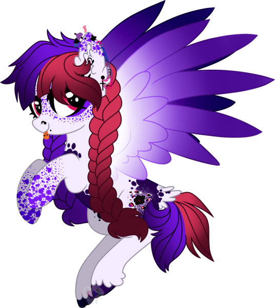 Size: 1694x1898 | Tagged: safe, artist:pure-blue-heart, derpibooru import, oc, oc:velveteen venus griffin, unofficial characters only, pegasus, :p, braid, cloven hooves, colored wings, ear piercing, earring, freckles, genderfluid, gift art, gradient wings, image, jewelry, lip piercing, nose piercing, pegasus oc, piercing, png, simple background, snake bites, tail, tail feathers, tongue out, tongue piercing, transparent background, two toned mane, unshorn fetlocks, wings