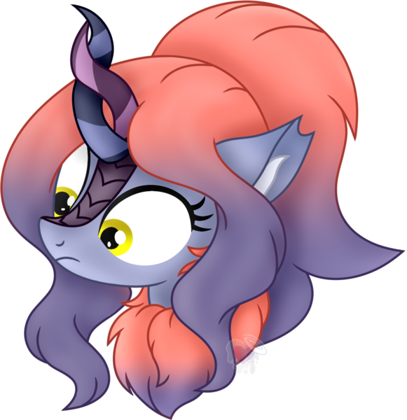 Size: 1153x1190 | Tagged: safe, artist:pure-blue-heart, derpibooru import, oc, unofficial characters only, kirin, pony, chest fluff, curious, female, horn, image, kirin oc, mare, multiple horns, png, ponytail, raffle prize, simple background, transparent background, yellow eyes