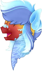 Size: 628x1045 | Tagged: safe, artist:pure-blue-heart, derpibooru import, oc, unofficial characters only, earth pony, pony, bust, closed species, crysvalonia, earth pony oc, eyes closed, gemstone pony, gemstones, gift art, image, male, open mouth, png, portrait, simple background, smiling, stallion, transparent background