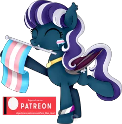 Size: 2391x2423 | Tagged: safe, artist:pure-blue-heart, derpibooru import, oc, oc:heartfang, oc:heartfang midnightsky, unofficial characters only, bat pony, pony, asexual pride flag, bat pony oc, bat wings, eyes closed, fangs, female, folded wings, image, jewelry, male to female, mare, mouth hold, necklace, patreon, patreon reward, png, pride, pride flag, pride month, raised hoof, rule 63, simple background, transgender, transgender pride flag, transparent background, two toned mane, wings