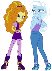 Size: 1214x1668 | Tagged: artist needed, safe, derpibooru import, adagio dazzle, trixie, equestria girls, female, image, lesbian, png, shipping, simple background, transparent background, triagio