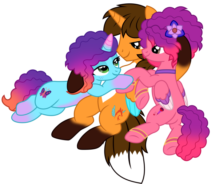 Size: 9243x8053 | Tagged: safe, artist:ejlightning007arts, derpibooru import, oc, oc:ej, alicorn, fox, fox pony, hybrid, pegasus, pony, unicorn, g5, alicorn oc, base used, bracelet, butt, canon x oc, choker, coat markings, colored horn, colored wings, ejmisty, female, gradient mane, group sex, holding hooves, horn, image, jewelry, lucky bastard, lying down, male, mare, misty brightdawn, plot, png, rebirth misty, ruby jubilee, rubyej, rubyejmisty, sex, shipping, simple background, smiling, socks (coat marking), stallion, straight, threesome, transparent background, vector, wings