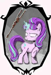 Size: 1390x2004 | Tagged: safe, artist:weiling, derpibooru import, starlight glimmer, pony, unicorn, cute, don't starve, image, jpeg, magic, night, simple background, solo, standing, tree