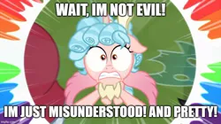 Size: 888x499 | Tagged: safe, derpibooru import, edit, edited screencap, editor:icicle-wicicle-1517, screencap, cozy glow, lord tirek, queen chrysalis, alicorn, pony, the ending of the end, alicornified, caption, cozycorn, draco in leather pants, dreamworks, fear, female, filly, foal, frown, gritted teeth, image, image macro, jpeg, meme, parody, race swap, rainbow, ruby gillman: teenage kraken, scared, shrunken pupils, solo focus, spoilers for another series, taste the rainbow, teeth, text, this will end in petrification, wide eyes