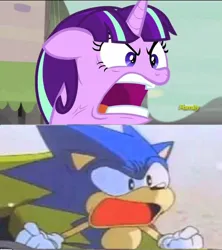 Size: 843x948 | Tagged: safe, artist:brandonale, derpibooru import, screencap, starlight glimmer, image, jpeg, male, screaming, sonic ova, sonic the hedgehog, sonic the hedgehog (series)