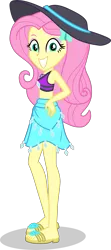 Size: 1859x4187 | Tagged: safe, artist:dustinwatsongkx, derpibooru import, fluttershy, human, equestria girls, equestria girls series, accessory swap, bikini, clothes, clothes swap, feet, female, geode of shielding, glasses, hat, image, magical geodes, png, rarity's blue sarong, rarity's purple bikini, sandals, simple background, solo, swimsuit, swimsuit swap, transparent background, vector