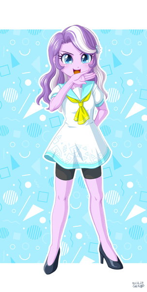 Size: 1890x3741 | Tagged: safe, artist:uotapo, diamond tiara, equestria girls, abstract background, clothes, cute, dress, female, gloves, image, jpeg, pretty sailor crew, sailor uniform, school uniform, schoolgirl, shoes, skirt, socks, uniform