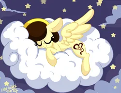 Size: 2300x1767 | Tagged: safe, artist:ladylullabystar, derpibooru import, oc, oc:guylian, pegasus, pony, cloud, female, image, mare, png, sleeping, solo