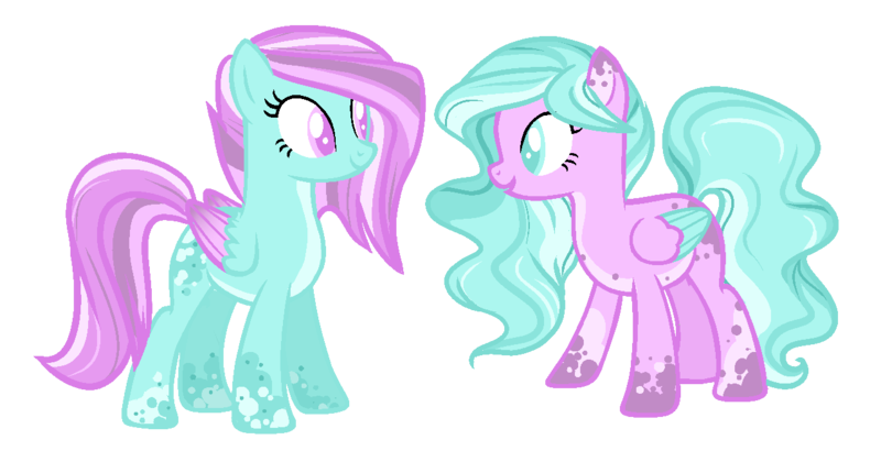 Size: 1289x676 | Tagged: safe, artist:oniiponii, derpibooru import, oc, unofficial characters only, pegasus, pony, colored wings, duo, female, image, mare, pegasus oc, png, simple background, smiling, transparent background, two toned wings, wings