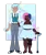 Size: 827x978 | Tagged: safe, artist:s0ftserve, bon bon, lyra heartstrings, sweetie drops, human, blackwashing, dark skin, disabled, fat, female, headcanon, height difference, horn, horned humanization, humanized, image, lesbian, looking at each other, lyrabon, png, scar, shipping, short hair, standing, walking stick