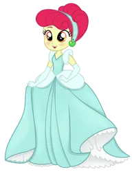 Size: 594x761 | Tagged: safe, artist:unoriginai, derpibooru import, apple bloom, human, equestria girls, alternate clothes, alternate hairstyle, cinderella, clothes, cute, dress, female, image, png, simple background, solo, transparent background