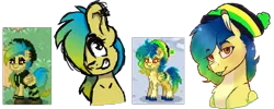 Size: 2481x994 | Tagged: safe, artist:thatonefluffs, derpibooru import, oc, oc:synchronize, pegasus, pony, pony town, beanie, doodle, friend art, gift art, hat, image, looking at you, png, redraw, shading, tongue out