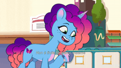 Size: 520x293 | Tagged: safe, derpibooru import, screencap, sparky sparkeroni, g5, my little pony: tell your tale, spoiler:g5, spoiler:my little pony: tell your tale, spoiler:tyts01e58, animated, gif, hasbro hates dubbing songs, hasbro is not dubbing songs, image, italian, misty brightdawn, rebirth misty, sparkle school