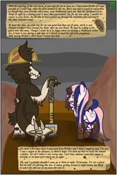 Size: 4000x6000 | Tagged: semi-grimdark, artist:dice-warwick, derpibooru import, part of a set, oc, oc:pecan harvester, unofficial characters only, alicorn, diamond dog, hellhound, hybrid, original species, pony, zony, fallout equestria, clothes, fallout equestria: journal of an escort, female, hammer, hard hat, hat, image, mud, muddy, png, radiation, sledgehammer, solo, waste pony, wasteland