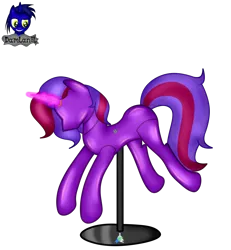 Size: 3840x4154 | Tagged: safe, artist:damlanil, derpibooru import, oc, oc:violet rose ze vampony, alicorn, bat pony, bat pony alicorn, pony, bat wings, bondage, clothes, collar, commission, crystal horn, encasement, fake horn, female, horn, image, inanimate tf, latex, magic, magic aura, mannequin, mannequin tf, mare, no mouth, objectification, pedestal, petrification, png, ponyquin, rubber, shiny, show accurate, simple background, solo, transformation, transparent background, vector, wings